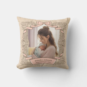 Mother & Child Vintage Coquette Pink Bow Frame Cushion