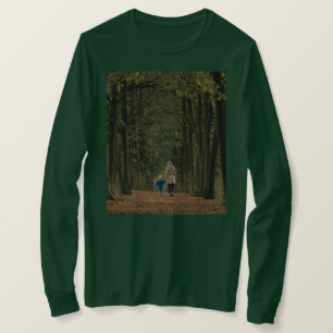 Mother Child Walking In Forest Green T-Shirt