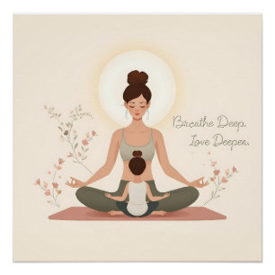 Mother Child Yoga Meditation Art Poster