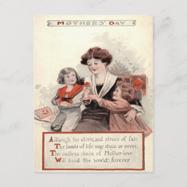 Mother Children Flower Postcard (Front)