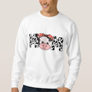 Mother Cow Mum Farming Birthday Funny Family Match Sweatshirt
