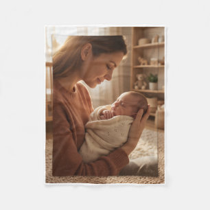 Mother Cradling Baby Tenderly Warm Fleece Blanket