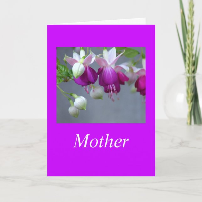 "MOTHER" / DANGLING FUCHSIA THANK YOU CARD (Front)