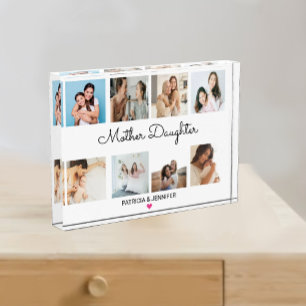 Mother Daughter Calligraphy Custom Photo Collage Block
