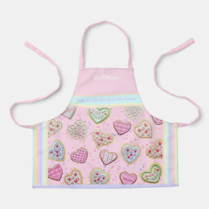 Mother Daughter Custom Heart Cookies Pastel Apron