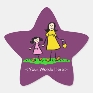 Mother & Daughter Family Character Custom Stickers