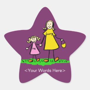 Mother & Daughter Family Character Custom Stickers