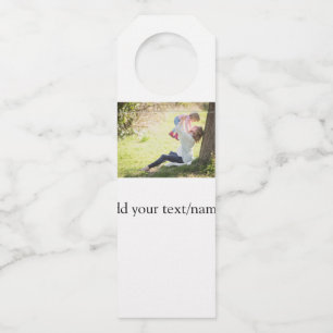 Mother daughter family photo add name picture text bottle tag