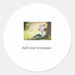 Mother daughter family photo add name picture text classic round sticker