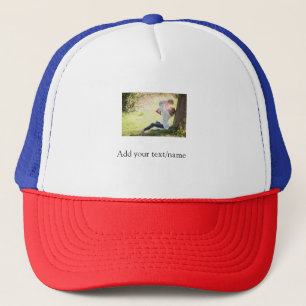 Mother daughter family photo add name picture text trucker hat