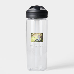 Mother daughter family photo add name picture text water bottle