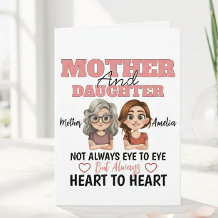 Mother Daughter Hearts Connected Across Miles Card