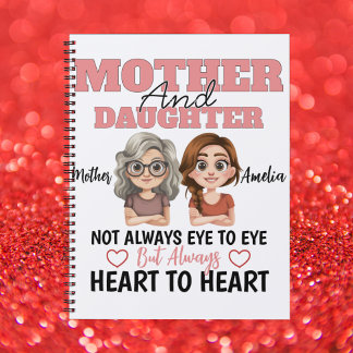 Mother Daughter Hearts Together Across Distance Notebook