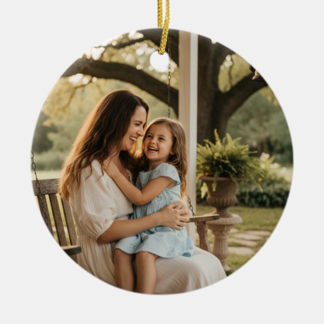 Mother daughter love photo mothers day family gift ceramic tree decoration (Front)