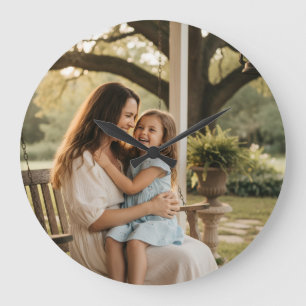 Mother daughter love photo mothers day family gift large clock