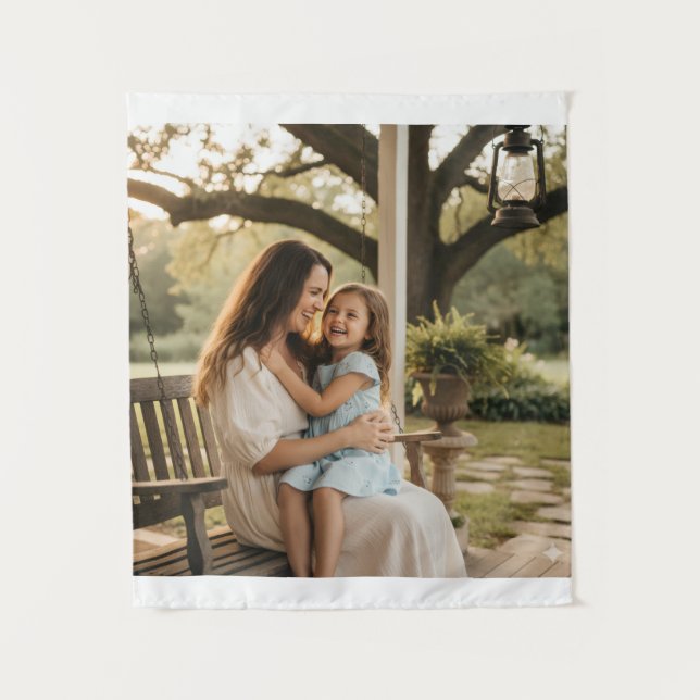 Mother daughter love photo mothers day family gift tapestry (Front)