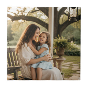 Mother daughter love photo mothers day family gift tile