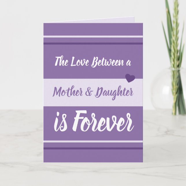 Mother & Daughter love you purple and white Card (Front)