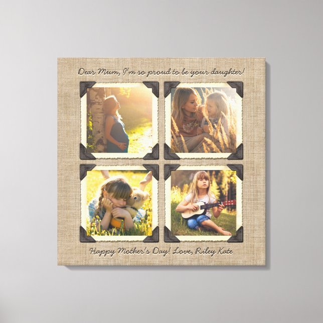 Mother Daughter Personalised Instagram Photo Grid Canvas Print (Front)