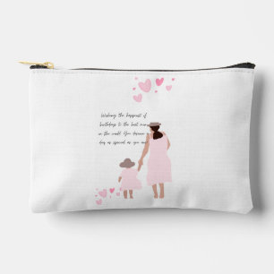 Mother & Daughter Pink Heart Silhouette Accessory Pouch