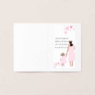 Mother & Daughter Pink Heart Silhouette Foil Card