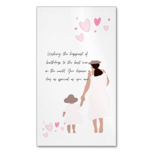 Mother & Daughter Pink Heart Silhouette Magnetic Business Card