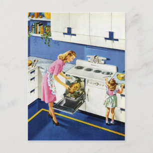 Mother/Daughter Retro Kitchen #2 Postcard
