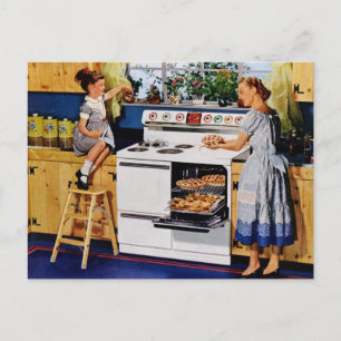 Mother/Daughter Retro Kitchen Postard Postcard