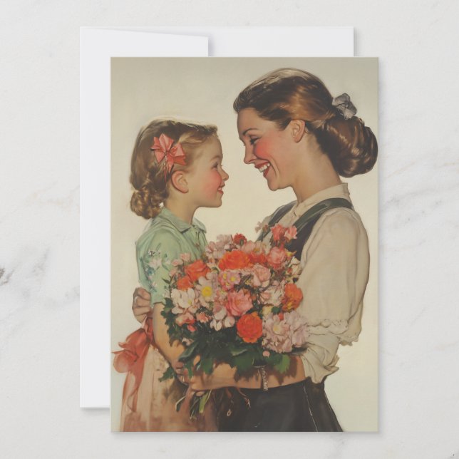 Mother Daughter Sharing Special Moment Flowers Invitation (Front)