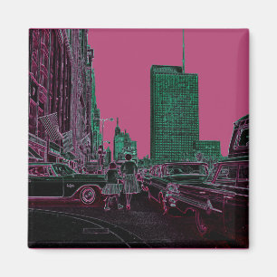 Mother Daughter Shopping Michigan Ave Chicago 1961 Magnet