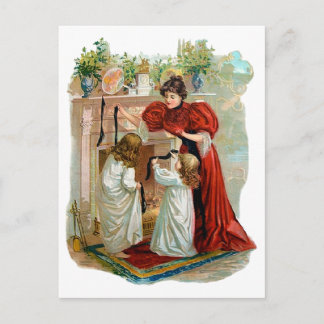 Mother & Daughters on the Night Before Christmas Holiday Postcard
