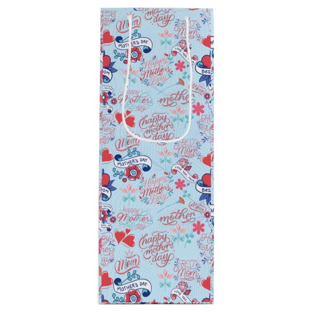 Mother Day BG 02 LBlue BG Wine Gift Bag (Front)