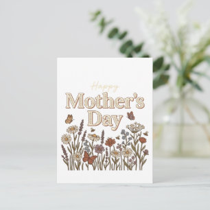 Mother Day Gift Vintage Retro Wildflower Garden Postcard