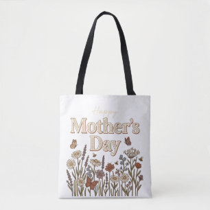 Mother Day Gift Vintage Retro Wildflower Garden Tote Bag