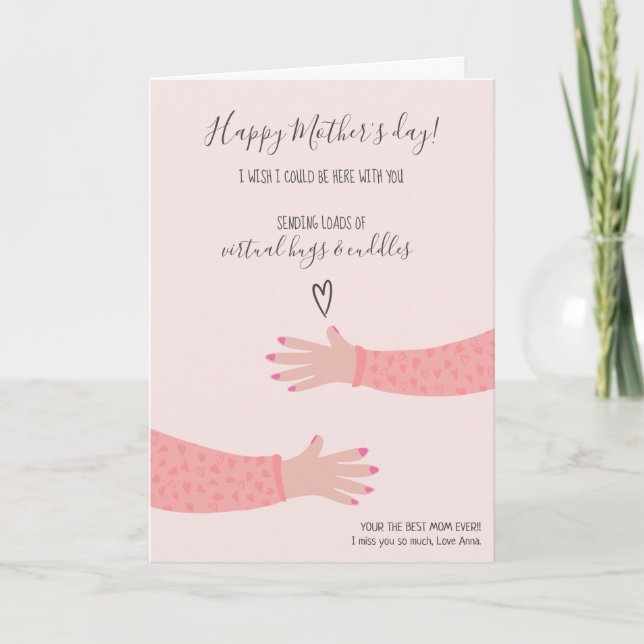 Mother day virtual hugs cute 15 photos collage card (Front)