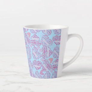 Mother days hearts 01.Pink Lblue BG Latte Mug