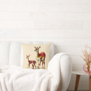 mother deer and fawn cushion
