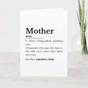 Mother Definition Funny Mum Quote Card