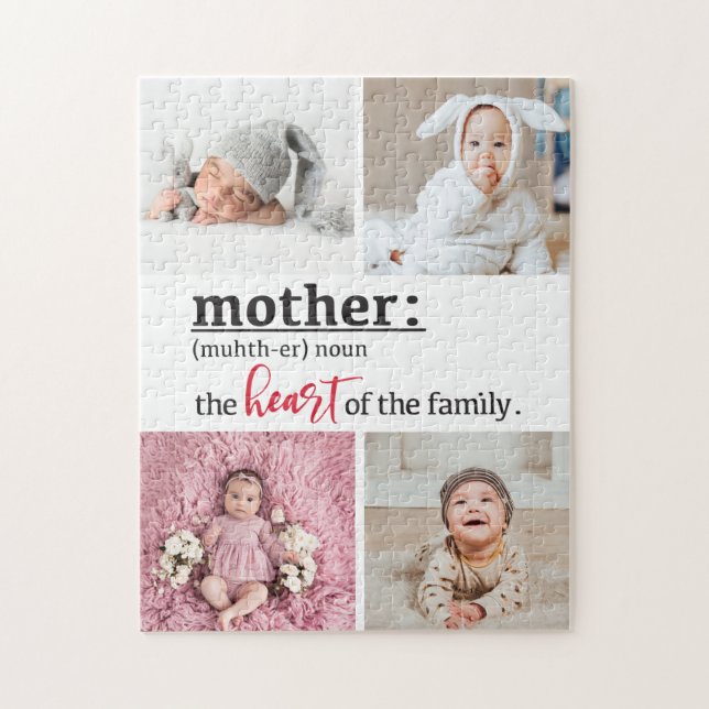 Mother definition heart of the family 4 photo jigsaw puzzle (Vertical)