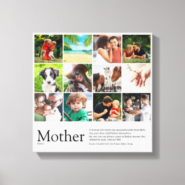 Mother Definition Quote Photo Collage Canvas Print (Front)