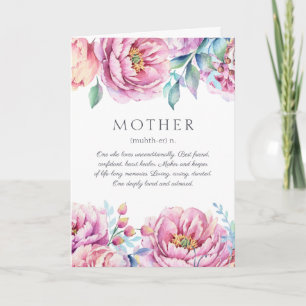 Mother Definition   Watercolor Floral Mother's Day Card