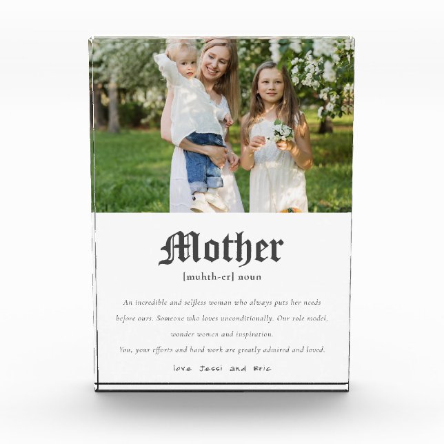 Mother Dictionary Definition Custom Photo Gift  Block (Front)