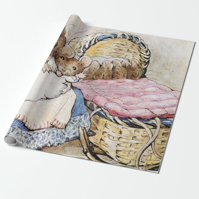 Mother Dormouse And Her Child - Beatrix Potter Wrapping Paper (Unrolled)