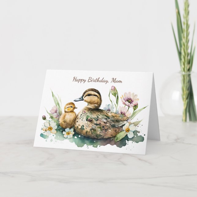 Mother Duck and Duckling Birthday Card (Front)