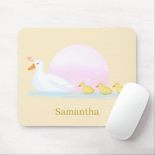 Mother Duck Swimming With Her Family  Mouse Pad