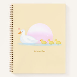 Mother Duck Swimming With Her Family Notebook
