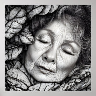 Mother Earth Asleep Among The Leaves Poster