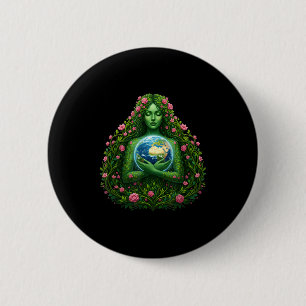 Mother earth huging the planet earth day save 6 cm round badge