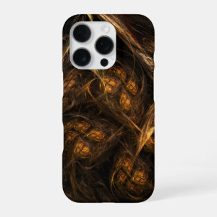 Mother Earth Modern Abstract Art Golden Fractal iPhone 16 Pro Case