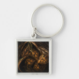 Mother Earth Modern Abstract Art Golden Fractal Key Ring